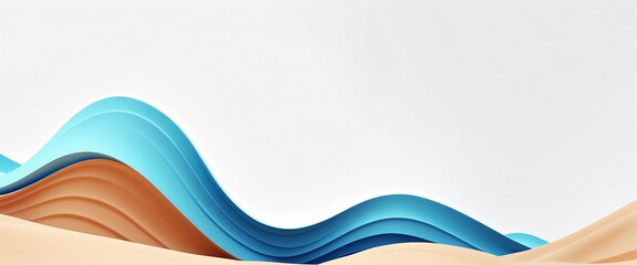 Wall Mural - Abstract colored background with curved multicolored waves and surfaces. Horizontal wallpaper. Colorful sand dunes or sea waves. Generative AI