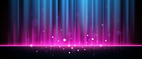 Wall Mural - Abstract Blue and Pink Light Rays Effect with Sparks, Vector Illustration