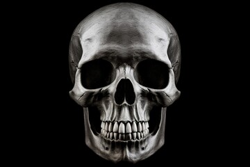 isolated human skull on white background with clipping path
