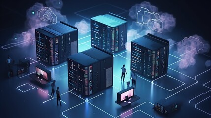cloud synchronization server center data protection ,Modern cloud technology and network concept.internet data service. Web cloud technology business. network and database, internet center,