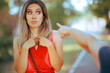© nicoletaionescu - Surprised Woman being Accused of Something Awful. Stressed girl being wrongfully accused by someone mean