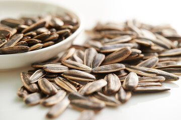 Canvas Print - sunflower seeds on white background