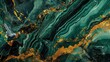 Seamless dark green emerald and gold marble background, showcasing a beautiful and harmonious color combination.
