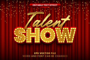 Wall Mural - Talent show golden 3d editable vector text effect