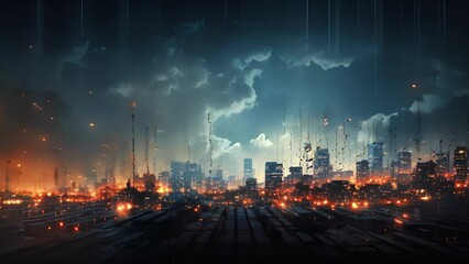 Wall Mural - an unsettling digital representation of a world ravaged by the consequences of unchecked ai growth. 