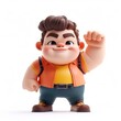 © Thipphaphone - 3D Fat Boy Fist Pump Gesture on White Background. Cute Kid Fighting Pose Cartoon Character Illustration