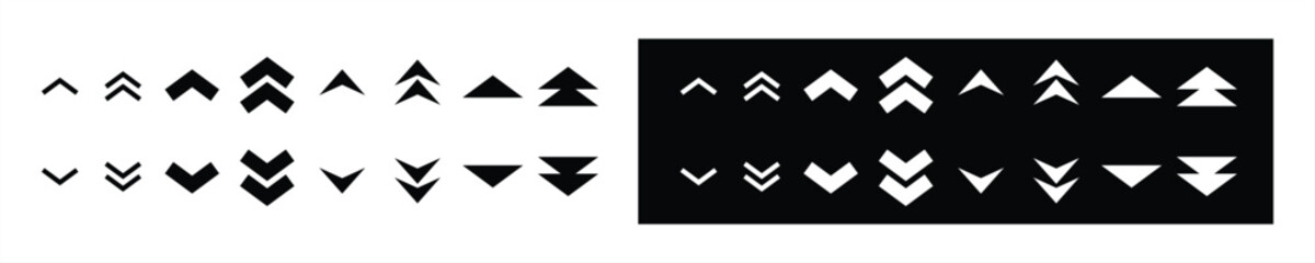 down and up arrow icon set. slide, swipe up arrow buttons icon symbol sign, vector illustration