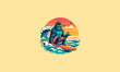 gorilla playing surf vector artwork design