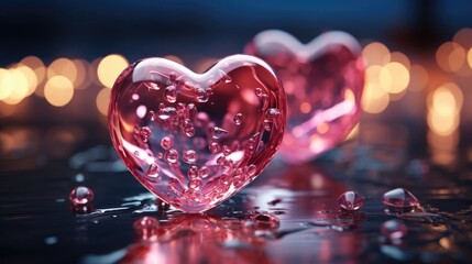 Abstract multicolored romantic glass glowing love heart with magical energy, Valentine's Day concept