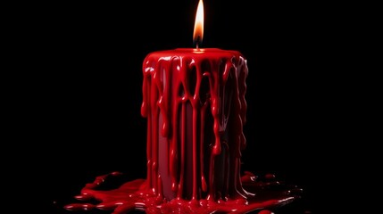red candle light burn with black background
