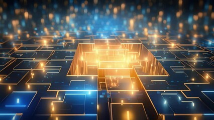 Wall Mural - a computerized maze, with the users thoughts and memories visible as they navigate through the digit
