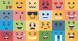 Emotional regulation with various facial expressions in outline collection. Feelings management and all psychological spectrum of non verbal communication and mental intelligence vector illustration.
