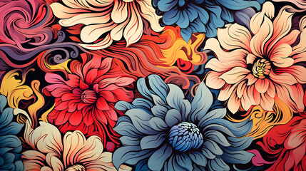 Wall Mural - floral background with dahlia flowers