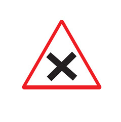 Poster - dangerous bend direction sign, traffic sign, vector icon