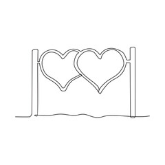 Wall Mural - One continuous line drawing for shape of heart vector illustration. the universally recognized symbol of love, romance, and affection. Suitable design for greeting card, poster and banner.