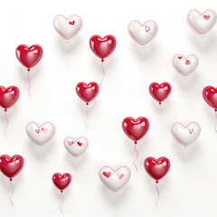 Wall Mural - Heart shaped ballons on white background