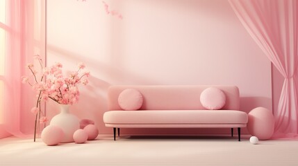 Wall Mural - A delightful pink background with a subtle gradient, casting a warm and inviting ambiance that radiates a sense of comfort and joy.