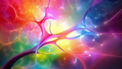Wall Mural - the convergence of a rainbow spectrum of knowledge, each color representing a different branch of ne
