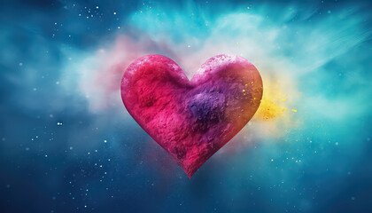 Wall Mural - A Heart Made of Dust of Paint , happy holi indian concept