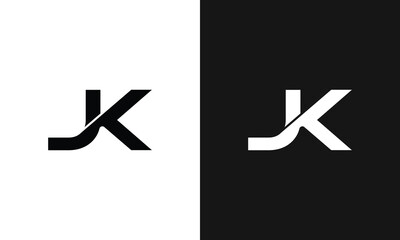 Creative Letter Jk Logo. Abstract Business Logo Design Template  whit and black icon and symbol.
