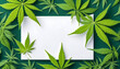 Greeting card template decorated with marijuana leaves Leave space for text.