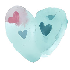 Poster - Abstract heart shapes filled with watercolor Love symbol in pastel colors