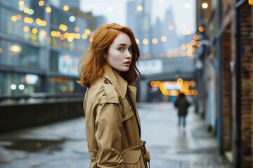 Wall Mural - a woman in a trench coat