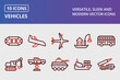 Vehicles Thick Line Two Colors Icons Set