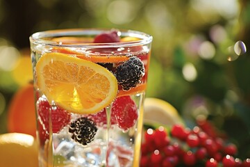 Wall Mural - a glass of fruit and ice