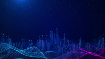 Futuristic Digital tunnel virtual space grid fantastic technology binary numbers cyberspace tunnel particles animation. data center, server, internet, speed. Big data visualization particle flow.