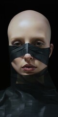 Poster - A woman with a bandage over her face, portraying mystery and elegance. Generative AI.