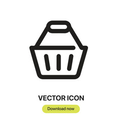 Fototapete - Basket icon vector. Linear-style sign for mobile concept and web design. Basket symbol illustration. Pixel vector graphics - Vector.