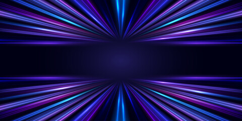Wall Mural - Abstract glowing lines with lighting effect on dark background. Motion speed light lines. Futuristic dynamic movement concept. Pattern for banner or poster design background.Vector eps10.