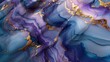 3D Abstract marbled surface background. violet, blue, purple marble with golden veins. digital waves marbeling illustration. Generative Ai.