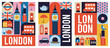 London, Uk, England geometrical banner design. Colorful modular illustration with London buildings, umbrella, red bus, cab, telephone and more. Vector elements,