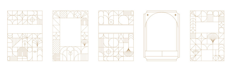 Art Deco frames minimalist collection. Elegant luxury borders and frames, vector templates design