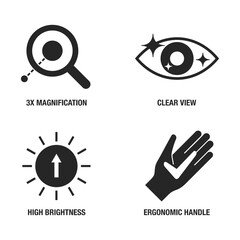 Opthalmoscope or Otoscope icons set in monochrome