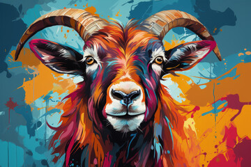 Bright and Colorful A Fauvism Style of a Goat, Generative Ai