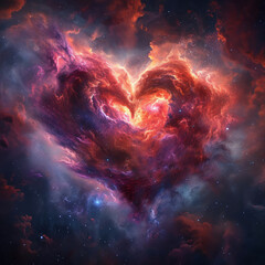 Wall Mural - An explosion in a galaxy that creates a huge neon heart shape. Valentine's Day space idea