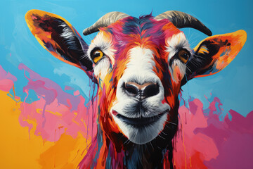 Wall Mural - Bright and Colorful A Fauvism Style of a Goat, Generative Ai