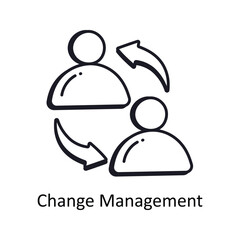 Change Management vector outline doodle Design illustration. Symbol on White background EPS 10 File 