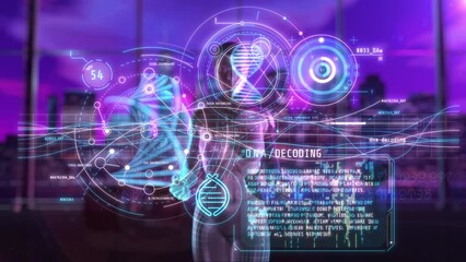 Wall Mural - dna decoding by artificial intelligence. 3d render