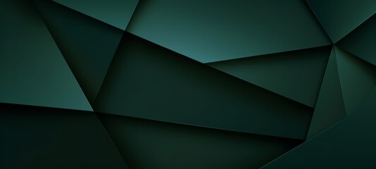 Wall Mural - Abstract texture dark green background banner panorama long with 3d geometric triangular gradient shapes for website, business, print design template metallic metal paper pattern illustration wall..