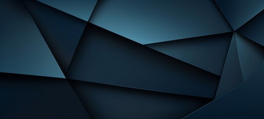 Poster - Abstract texture dark blue background banner panorama long with 3d geometric triangular gradient shapes for website, business, print design template metallic metal paper pattern illustration wall