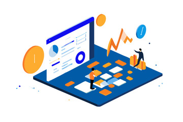 Modern flat design concept isometric of data analysis for website and mobile website. Infographic.