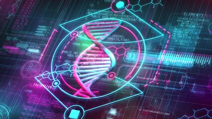 Wall Mural - 3d animated interface for working with dna.