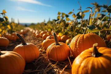 pumpkins on a pumpkin patch farm autumn fall festival