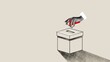 Human hand putting red check mark into ballot box. Contemporary art collage. Concept of voting day, democracy, politics, choice, freedom, opinion