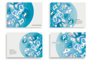 Leinwandbilder - Abstract modern graphic elements. Brochure cover templates. Dynamical blue forms and shapes. Vector banners with flowing liquid shapes.