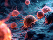 Close-up macro cancer cells, Generative AI